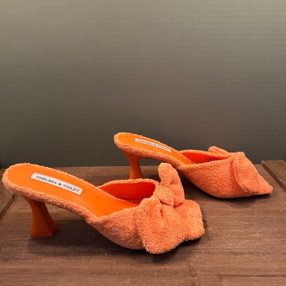 Chelsea & Violet Womens Orange Tara Faux Suede Block Heeled Sandals Size 7.5 - Picture 5 of 9
